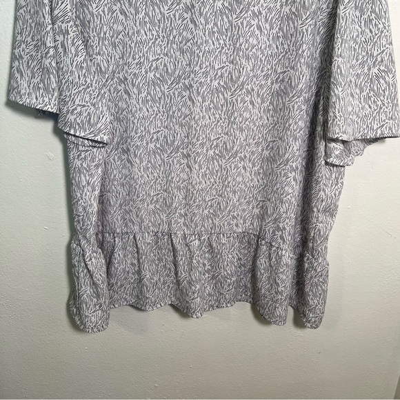 Apt. 9 Ruffle Peplum Top Vintage Waves White Black XL - Picture 5 of 12